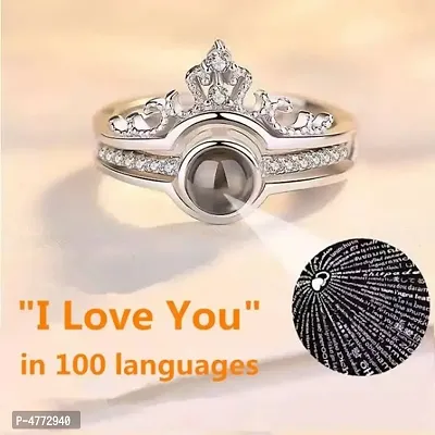 ME&YOU Valentine Gift Set, I Love You Ring 100 Languages Lovers Queen Crown Rings with Greeting Card-thumb4
