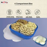 ME  YOU Dry Fruit/ Dried Fruit/ Snacks Storage Box | Food Grade Plastic 4 Compartment Multipurpose Box with lid| (Blue Color)-thumb3