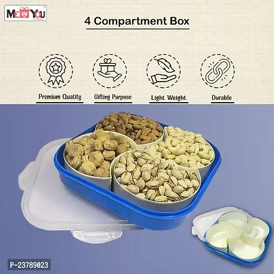 ME  YOU Dry Fruit/ Dried Fruit/ Snacks Storage Box | Food Grade Plastic 4 Compartment Multipurpose Box with lid| (Blue Color)-thumb5