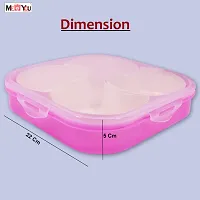 ME  YOU Plastic Square Shape 4 Compartment Multipurpose Box | Dry Fruit/ Dried Fruit/ Snacks Storage Box | Food Grade Plastic (Color Pink)-thumb2