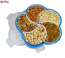 ME  YOU Plastic Square Shape 5 Compartment Multipurpose Box | Dry Fruit/ Dried Fruit/ Snacks Storage Box | Dining Table Serving Box for, Nuts and Dry Fruits | Food Grade Plastic (Color Blue)-thumb1