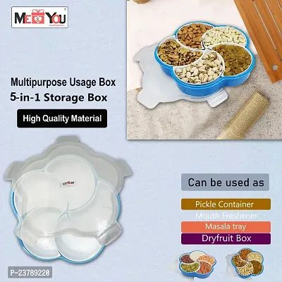 ME  YOU Plastic Square Shape 5 Compartment Multipurpose Box | Dry Fruit/ Dried Fruit/ Snacks Storage Box | Dining Table Serving Box for, Nuts and Dry Fruits | Food Grade Plastic (Color Blue)-thumb5