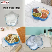 ME  YOU Dry Fruit/ Dried Fruit/ Snacks Storage Box | Food Grade Plastic 5 Compartment Multipurpose Box with lid| Storage Box for Kitchen/Dinning Table (Blue Color)-thumb3