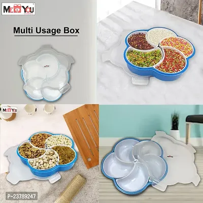 ME  YOU Dry Fruit/ Dried Fruit/ Snacks Storage Box | Food Grade Plastic 5 Compartment Multipurpose Box with lid| Storage Box for Kitchen/Dinning Table (Blue Color)-thumb4