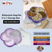 ME  YOU Plastic Square Shape 5 Compartment Multipurpose Box | Dry Fruit/ Dried Fruit/ Snacks Storage Box | Dining Table Serving Box for, Nuts and Dry Fruits | Food Grade Plastic (Color Purple)-thumb1