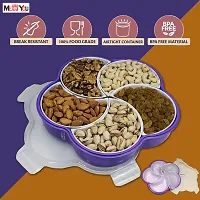 ME  YOU Condiment Storage Box with Lid | Multi Usage Storage Box with 4 Compartment | Dry Fruit/ Dried Fruit/ Snacks / Masala Storage Box | Storage Box for Kitchen/Dinning Table (Purple Color)-thumb2