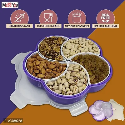 ME  YOU Condiment Storage Box with Lid | Multi Usage Storage Box with 4 Compartment | Dry Fruit/ Dried Fruit/ Snacks / Masala Storage Box | Storage Box for Kitchen/Dinning Table (Purple Color)-thumb3