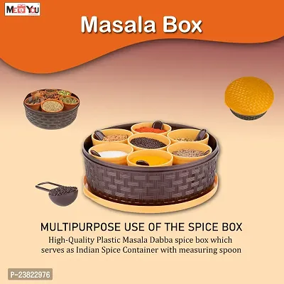 ME  YOU Masala Box with Spoon | Spice Box Set | Condiment Set with Food Grade Plastic | Keep Spice Fresh for Long Time (Round)-thumb2