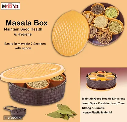 ME  YOU Masala Box with Spoon | Spice Box Set | Condiment Set with Food Grade Plastic | Keep Spice Fresh for Long Time (Round)-thumb4