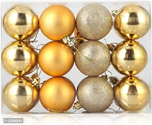 ME  YOU Christmas  New Year Decorative Balls |Golden Color Decorative PVC Balls for Christmas Decoration| Christmas Decorative Item | Hanging Balls Pack of 1 (12Piece)