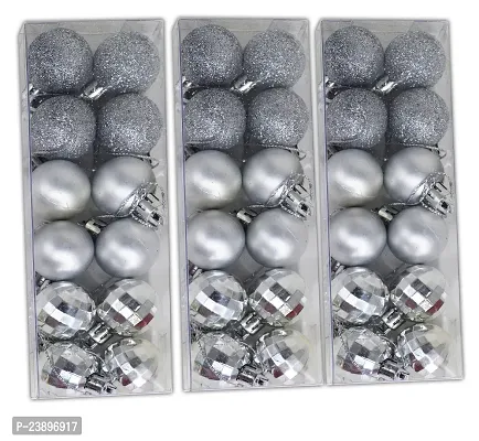 ME  YOU Christmas  New Year Decorative Balls |Silver Color PVC Balls for Christmas Decoration |Hanging Christmas Decoration Items| Christmas Decorative Item | Hanging Balls Pack of 1 (36 Piece)-thumb0