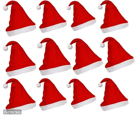 Christmas Hats | Santa Hat | Santa Hat for Kids | Red  White Christmas Caps  for Kids/Teens  Adults | Pack of 12 Santa Caps for Xmas Celebrations | Santa Claus Cap | Xmas Party Cap