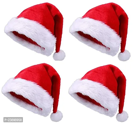 ME  YOU Santa Claus Xmas Hats | Xmas Santa Caps | Christmas New Year Fancy Fur Caps | Merry Christmas Decoration Caps | Hats for Kids/Teens/Adults | Xmas Cap in Pack 5 Red  White Color-thumb5