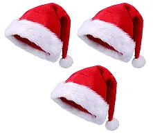 ME  YOU Santa Claus Xmas Hats | Xmas Santa Caps | Christmas New Year Fancy Fur Caps | Merry Christmas Decoration Caps | Hats for Kids/Teens/Adults | Xmas Cap in Pack 5 Red  White Color-thumb2