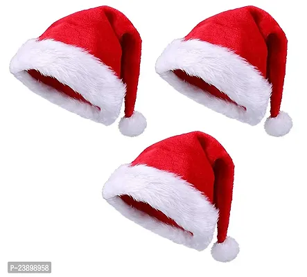 ME  YOU Santa Claus Xmas Hats | Xmas Santa Caps | Christmas New Year Fancy Fur Caps | Merry Christmas Decoration Caps | Hats for Kids/Teens/Adults | Xmas Cap in Pack 5 Red  White Color-thumb3