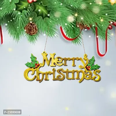 Merry Christmas Banner | Christmas Banner for Party Decoration | Party Board | X-mas Board | Hanging Christmas Banner in Golden Color-thumb0