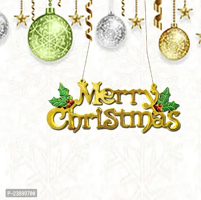 Hanging Christmas Banner for Christmas Party Decoration | X-Mas Banner for Christmas abd New Year Party | Christmas Board Banner in Golden Color-thumb0