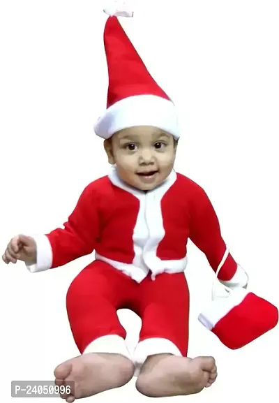 ME  YOU Santa Costume for Kids | Fancy Dresses Santa Clause | Christmas Day Costume | Santa Dress for Kids | Xmas Costume for Kids| Velvet Fabric Dress with Cap  Bag (Age 1-2 Years)-thumb4