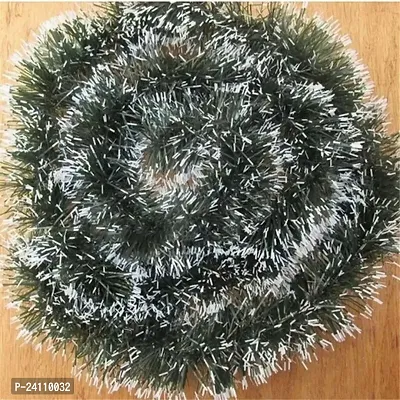 ME  YOU Artificial Tinsel Garland (Pack of 4, 7 feet Each) Snow Tipped Green Heavy Christmas Strings, Ribbon for Xmas Christmas and New Year Decoration, Green and Snowy Frost