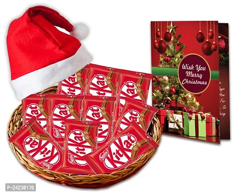 Midiron Lovely Gift Hamper for Christmas | Chocolate Gift Hamper, Santa Clause Cap with Greeting Card | Christmas Gift Combo | New Year Chocolates Gift Pack | Festive Hamper