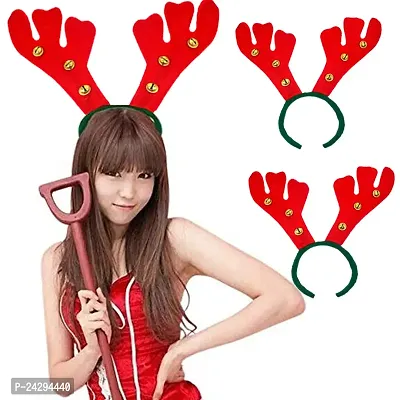 ME  YOU Christmas Deer Reindeer Headband | Hairband with Bells Party Prop | Headband for Santa Christmas Party | Xmas Hairband Ornaments Decoration for Kids, Adults Pack of 2