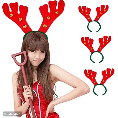 ME  YOU Hairband with Bells Party Prop | Christmas Deer Reindeer Headband | Headband for Santa Christmas Party | Xmas Hairband Ornaments Decoration for Kids, Adults | Pack of 3