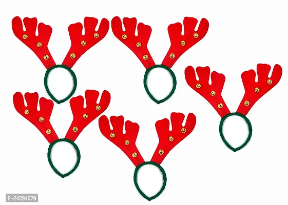 ME  YOU Christmas Deer Reindeer Headband | Hairband with Bells Party Prop | Headband for Santa Christmas Party | Xmas Hairband Ornaments Decoration for Kids, Adults Pack of 5