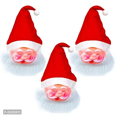 ME  YOU Santa Claus mask hat Christmas Party for Kids | Santa Face Mask with Santa Cap for Baby/Kids/Boy/Girl (Free Size) Christmas Tree Decoration - Pack of 3-thumb0