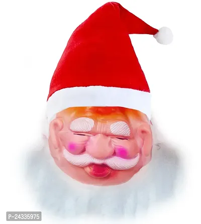 ME  YOU Santa Claus mask hat Christmas Party for Kids | Santa Face Mask with Santa Cap for Baby/Kids/Boy/Girl (Free Size) Christmas Tree Decoration - Pack of 3-thumb2