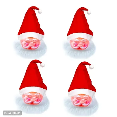 ME  YOU Merry Christmas Santa Face Mask With Attached Cap For Christmas | Xmas Celebration Santa Claus Mask For Kids | Christmas Santa Cap - Pack of 4-thumb0