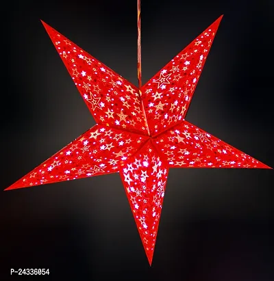 ME YOU Hanging Paper Star|Diwali Decorative Star|Hanging Star for Diwali, Christmas, Party, Birthday, New Year Decoration|Xmas Party Decor Paper Star|Red Star-24In-Pack 1-thumb0