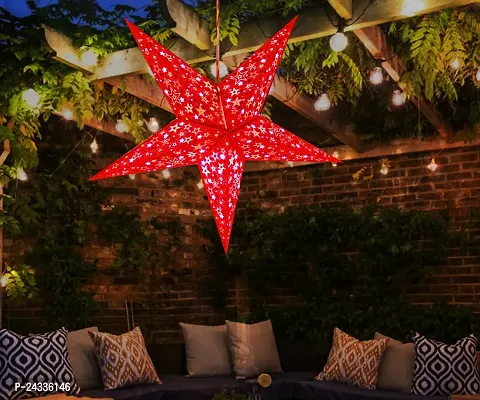 ME  YOU Multicolor Decorative Star | Hanging Star Indoor and Outdoor Deacute;cor | Christmas Decoration Ornaments |Festival Decorating- Chirstmas, New Year| Red Star-24In-Pack 1