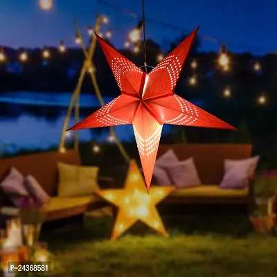 ME  YOU Christmas Decorative Star | Hanging Star Indoor and Outdoor Deacute;cor | Christmas Decoration Ornaments |Festival Decorating- Chirstmas, New Year|Orange Color Star-12In-Pack 1-thumb0