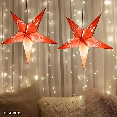 ME  YOU Thick Orange Color Paper Star |Hollow Out Designer Paper Star | Home  Office Deacute;cor Item |Hanging Decoration Inside  Outside | Xmas Party Hanging Star Deacute;cor-12In-Pack 2