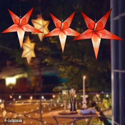 ME  YOU Hanging Diwali Day Decoration Star | Lovely Paper Star | Handmade Hanging Deacute;cor | Star Decoration in Birthday, Anniversary,New Year Party| Orange Color Hanging Star-12In-Pack 3