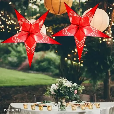 ME  YOU Christmas Decorative Hanging Star |Red Color Beautiful Star for Home Indoor  Outdoor Deacute;cor |Xmas, New Year Party Decorative item | Hanging Paper Star-12In-Pack 2