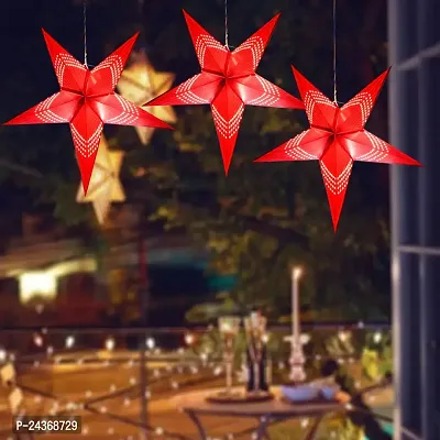 ME  YOU Home Decorative Hanging Star | Festive Deacute;cor Item | Xmas Hanging Star | Star Decoration in Christmas, New Year,Birthday,Party,Wedding | Red Color Hanging Star-12In-Pack 3