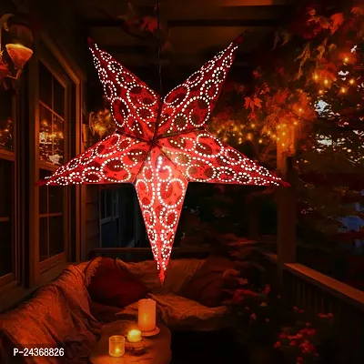 ME  YOU Hanging Deacute;cor Item | Lovely Paper Star |Decorative Item-Xmas, Wedding, Birthday Party, Home Decor | Hollow Out Design | Star Wall Hanging |Red Color Star-12In-Pack 1