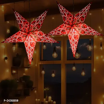 ME  YOU Diwali  New Year Deacute;cor | Beautiful Hanging Decorative Star |Party Decoration | Stars for Home Decoration|Festive Deacute;cor Item-Xmas,New Year,Birthday|Red Color Star-12In-Pack 2