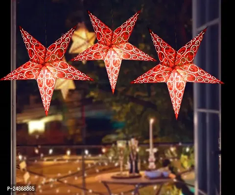 ME  YOU Hanging Decor for All Party  Festival|Lovely Paper Star Lantern |Diwali Day Decoration Item | Star Decorative for Birthday/New Year Party | Red Color Hanging Star-12In-Pack 3