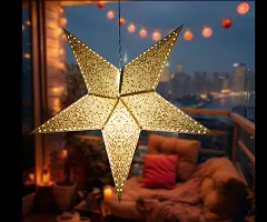 ME  YOU Diwali Decorative Hanging Stars|Hanging Paper Star|Hanging Star for Christmas, Party, Birthday, New Year Decoration|Xmas Party Decor Paper Star| Golden Color Star-32In-Pack 2-thumb2