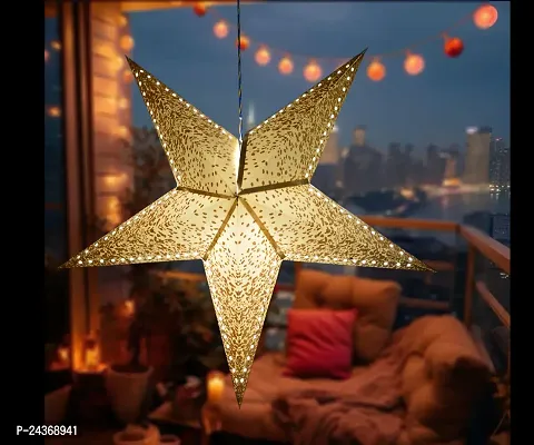 ME  YOU Diwali Decorative Hanging Stars|Hanging Paper Star|Hanging Star for Christmas, Party, Birthday, New Year Decoration|Xmas Party Decor Paper Star| Golden Color Star-32In-Pack 2-thumb3