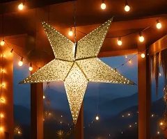 ME  YOU Hanging Deacute;cor Item | Lovely Paper Star |Decorative Item-Xmas, Wedding, Birthday Party, Home Decor | Hollow Out Design | Star Wall Hanging |Golden Color Star-32In-Pack 2-thumb1