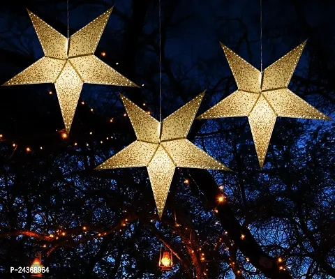 ME  YOU Diwali  New Year Deacute;cor | Beautiful Hanging Decorative Star |Party Decoration | Stars for Home Decoration|Festive Deacute;cor Item-Xmas,New Year,Birthday|Golden Color Star-32In-Pack 3