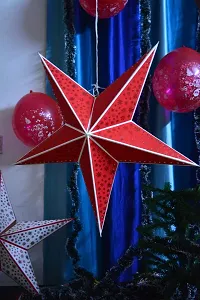 ME  YOU Hanging Diwali Day Decoration Star | Lovely Paper Star | Handmade Hanging Deacute;cor | Star Decoration in Birthday, Anniversary,New Year Party| Red Color Hanging Star-16In-Pack 1-thumb4