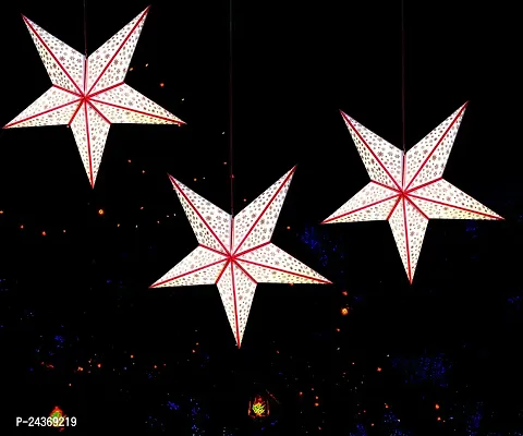 ME  YOU Home Decorative Hanging Star | Festive Deacute;cor Item | Xmas Hanging Star | Star Decoration in Christmas, New Year,Birthday,Party,Wedding | White Color Hanging Star-32In-Pack 3