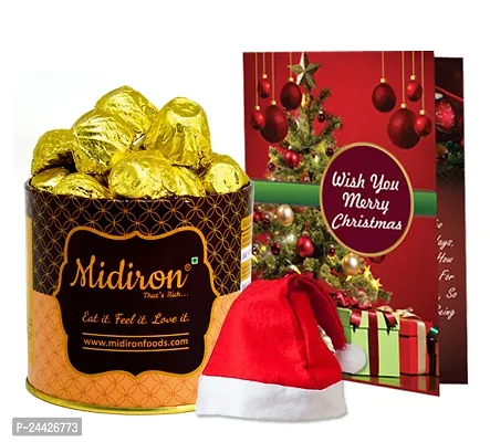 Midiron Christmas Gift Pack-Christmas  New Year Combo Gift |Festival Gift Hamper |Christmas Chocolate Gifts | Handmade Chocolates with 90gm Chocolate Box, Card and santa claus Cap