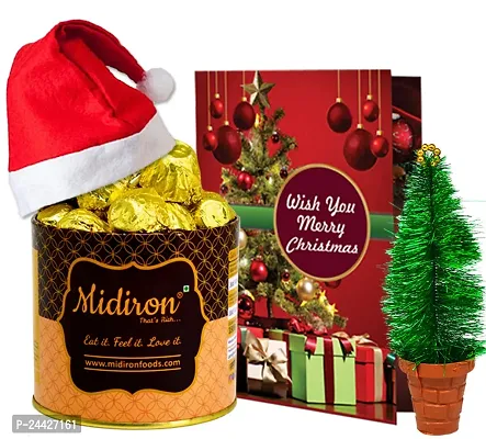 Midiron New Year Gift Hamper for Gifted | Christmas Gift Hamper with Greeting Card | Chocolate Gift Hamper |90gm Chocolate Box, miniature Tree and Greeting Card | Christmas Gift for Friends