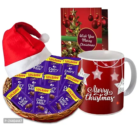 Midiron Merry Christmas Gift Hamper | Festival Gifts Box | Chirstmas Special Gift Combo|New Year Gift Pack | Chirstmas Chocolates with Santa Claus Cap  Coffee Mug- 325ml