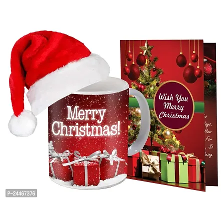 ME  YOU Christmas Gift Hamper-Christmas  New Year Combo Gift | Festival Gift Item | Christmas Santa Cap| Christmas Hamper with Printed Coffee Mug with Greeting Card-thumb0